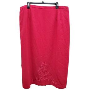 Koret Dress Woman's Vintage Hot Pink Embroidered Hem Midi Skirt Plus Size 22W